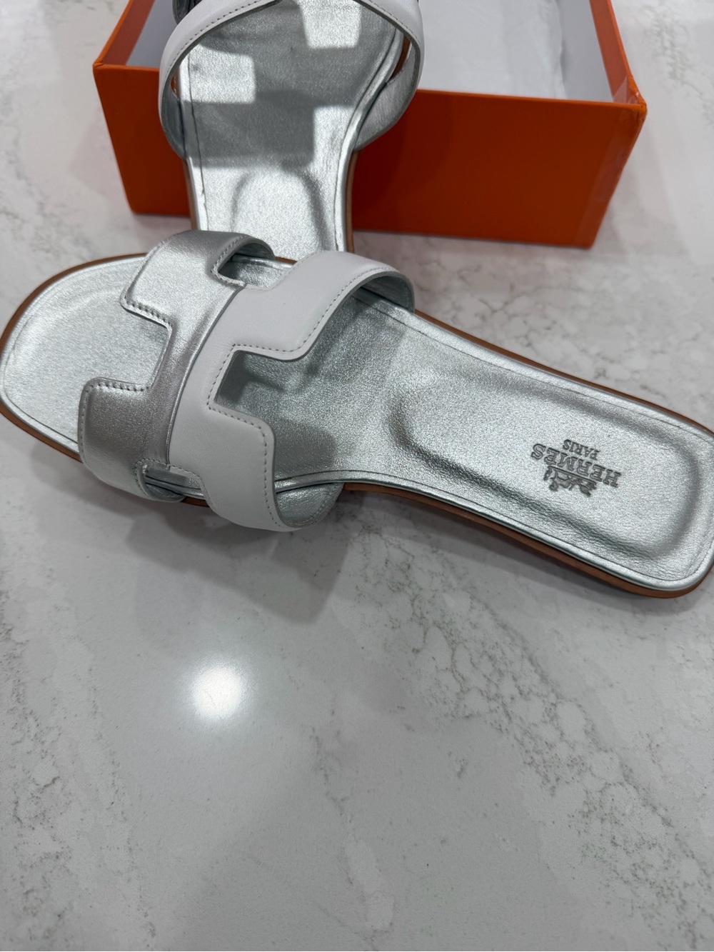 Authentic Hermes Oran Sandals • Rare Metallic Edition • Size 40 - Picture 3 of 11